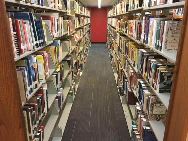 shelves in Bemis Public Library, Littleton, Colorado