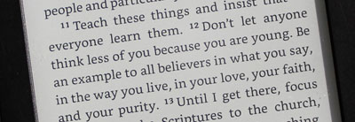 Bible verse on a Kindle