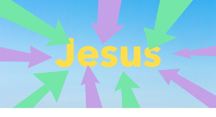 graphic of arrows pointing to the word "Jesus"
